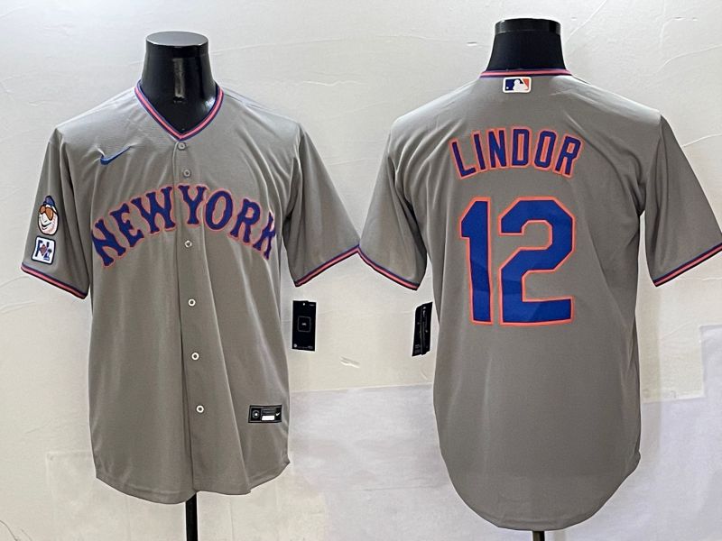Men New York Mets #12 Lindor Grey Second generation 2025 Nike MLB Jersey style 5->new york mets->MLB Jersey